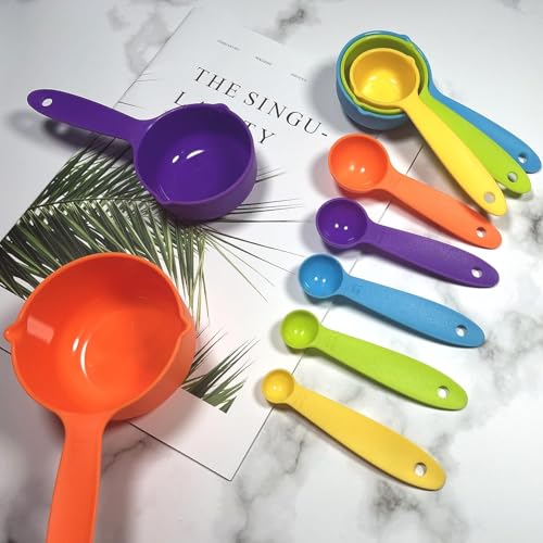 PUTHAK Measuring Cups and Spoons Set, Plastic Measuring Cup Set and Measuring Spoons Set, Color Measuring Cups Plastic, Cute Measuring Cups and Spoons, Rainbow Colorful Plastic Measuring Cups Set 10 - Image 5