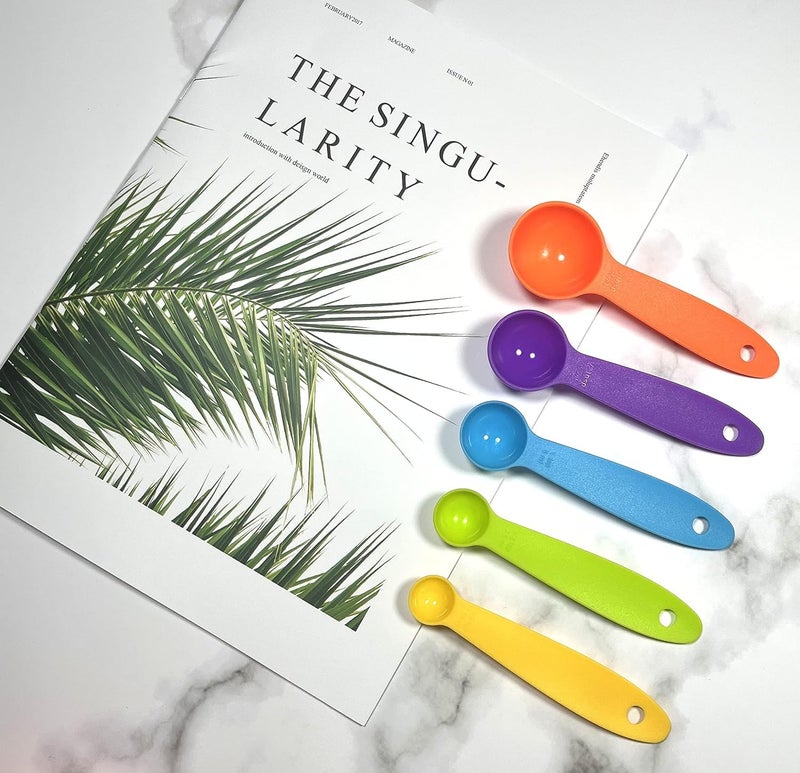 PUTHAK Measuring Cups and Spoons Set, Plastic Measuring Cup Set and Measuring Spoons Set, Color Measuring Cups Plastic, Cute Measuring Cups and Spoons, Rainbow Colorful Plastic Measuring Cups Set 10 - Image 3