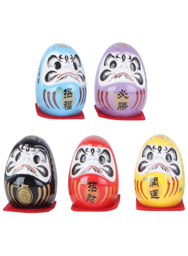 Amosfun 5Pcs Mini Daruma feng Shui Decor Japanese Daruma Ceramics Daruma Dolls Miniature for Home Table Desktop Car Interior Christmas New Year Decoration - Image 1