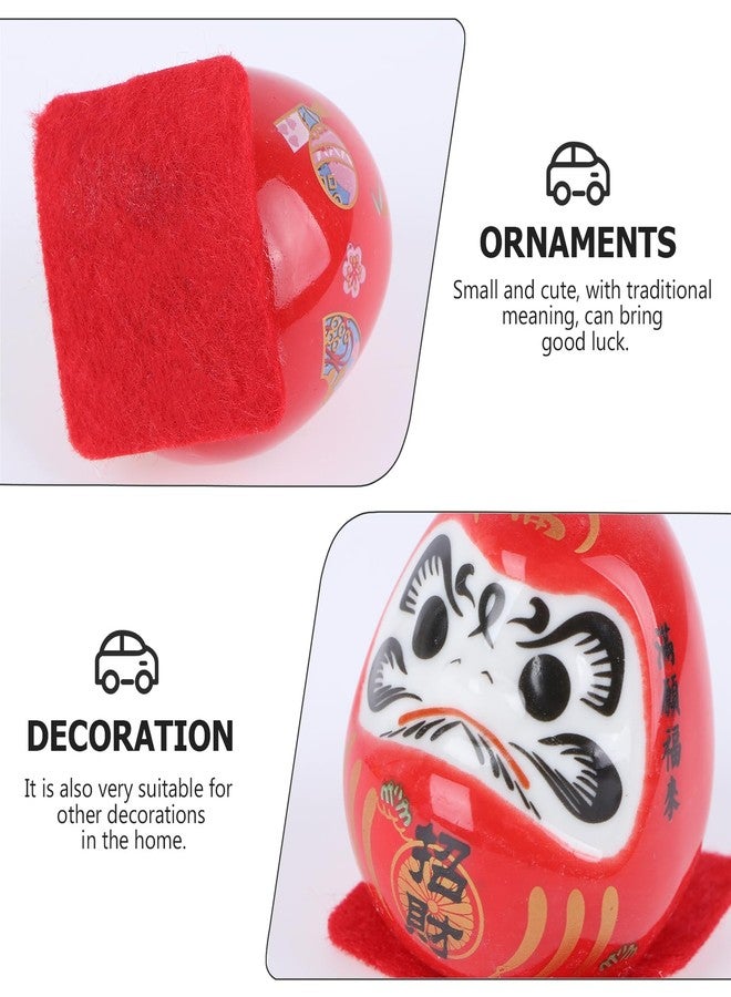 Amosfun 5Pcs Mini Daruma feng Shui Decor Japanese Daruma Ceramics Daruma Dolls Miniature for Home Table Desktop Car Interior Christmas New Year Decoration - Image 3