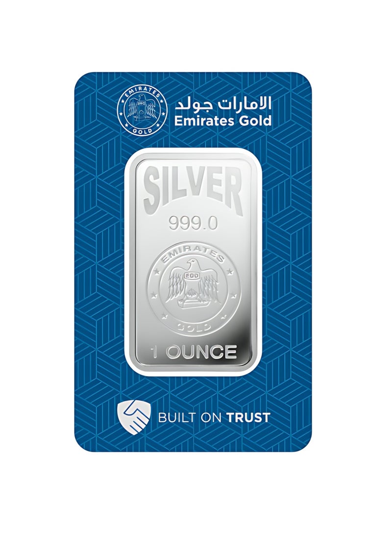 الإمارات جولد سبيكة فضة نقية من الإمارات للذهب بوزن أونصة واحدة ونقاء 999 - سبيكة فضة فاخرة، 31.1 غرام - Image 1