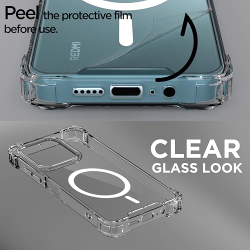 Pikkme Back Cover for Redmi 15c 5G Mag-Safe Shockproof PC + TPU Protective Case Magnetic Support Bumper Case (Transparent Mag-Safe) - Image 3