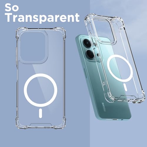 Pikkme Back Cover for Redmi 15c 5G Mag-Safe Shockproof PC + TPU Protective Case Magnetic Support Bumper Case (Transparent Mag-Safe) - Image 2