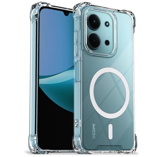 Pikkme Back Cover for Redmi 15c 5G Mag-Safe Shockproof PC + TPU Protective Case Magnetic Support Bumper Case (Transparent Mag-Safe) - Image 1