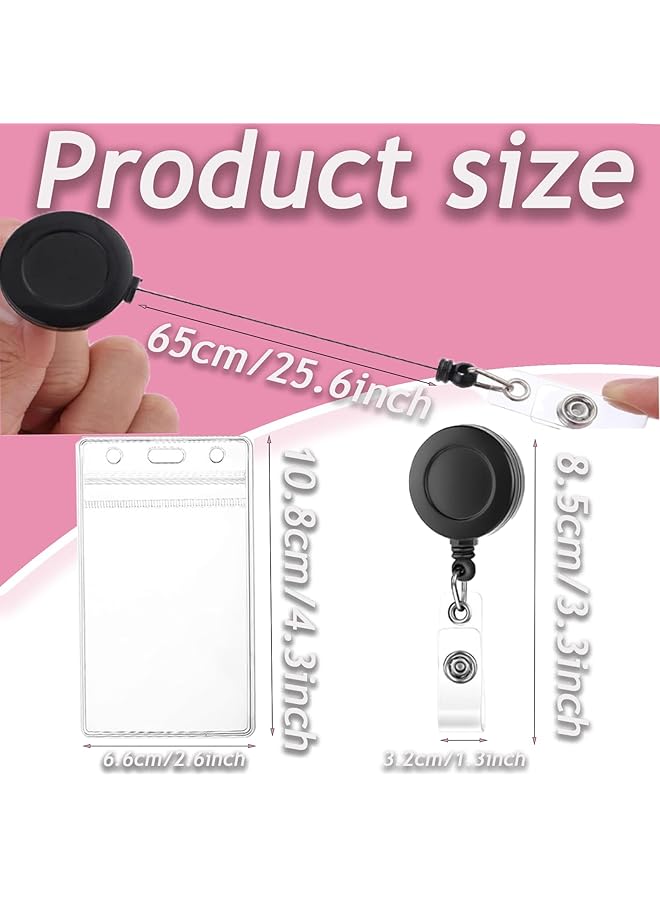 erorex 2 Set Card Retractable Reel Lanyard With Card Holder For Lanyard Id Office School Key Holder - Image 2