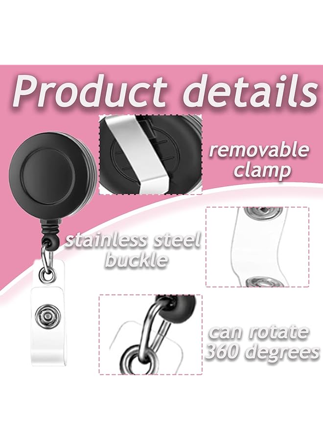 erorex 2 Set Card Retractable Reel Lanyard With Card Holder For Lanyard Id Office School Key Holder - Image 3