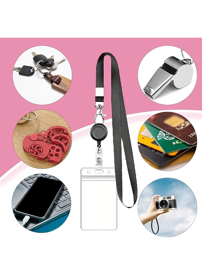 erorex 2 Set Card Retractable Reel Lanyard With Card Holder For Lanyard Id Office School Key Holder - Image 5