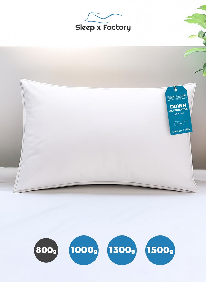 Sleep x Factory Premium Cotton Hotel Pillow – Microfiber Fill – 800g / 1000g / 1300g / 1500g – Ultra Soft & Supportive  - Image 2