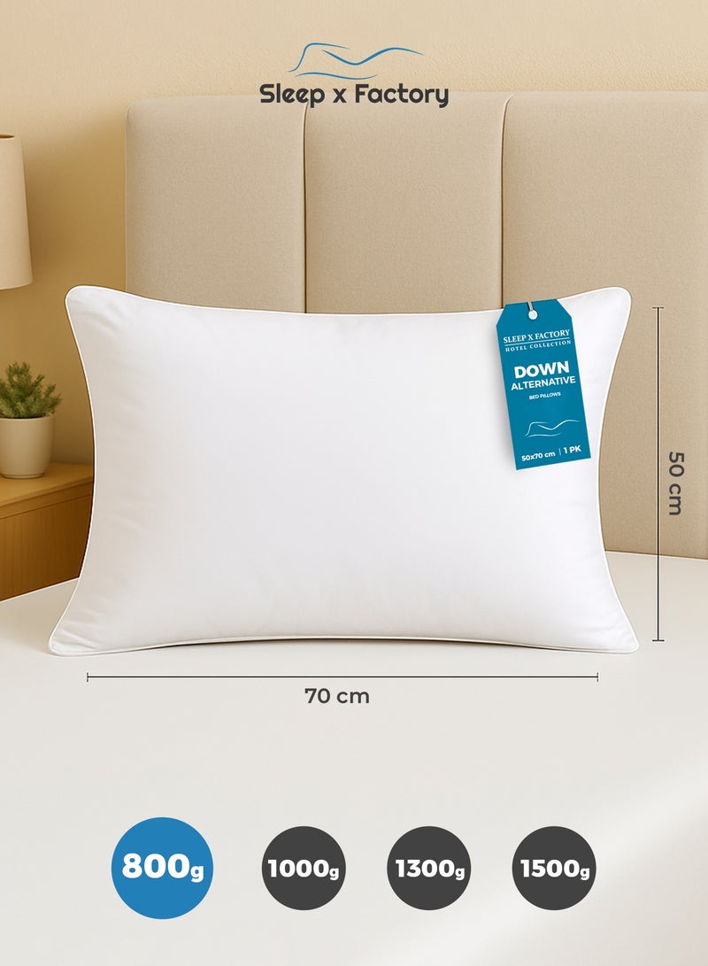 Sleep x Factory Premium Cotton Hotel Pillow – Microfiber Fill – 800g / 1000g / 1300g / 1500g – Ultra Soft & Supportive  - Image 1