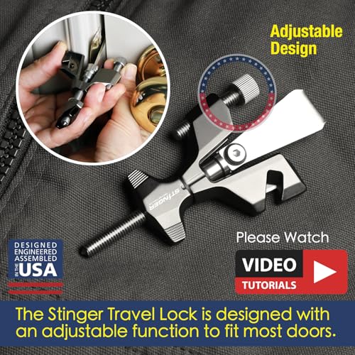 Stinger Portable Door Lock for Travel, Travel Door Lock with Seat Belt Cutter and Glass Breaker | Home and Hotel Room Security Device - Image 3