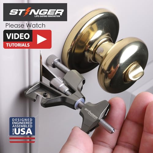 Stinger Portable Door Lock for Travel, Travel Door Lock with Seat Belt Cutter and Glass Breaker | Home and Hotel Room Security Device - Image 5