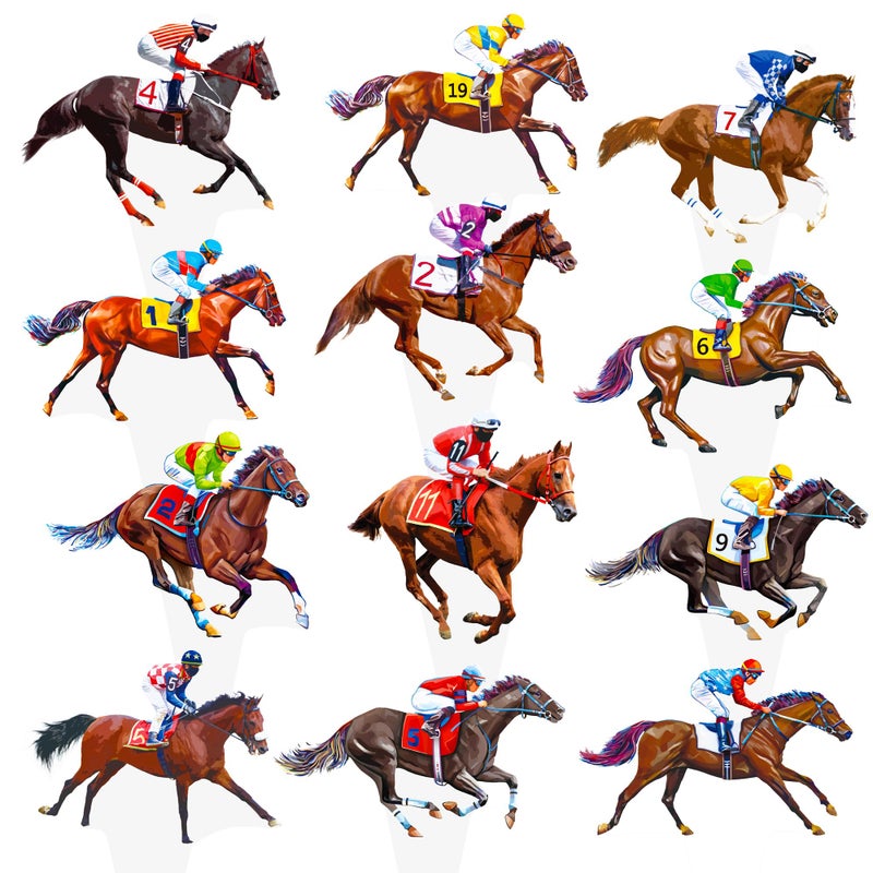 umoni Kentucky Party Derby Day Cupcake Toppers 48PCS Race Horse Party Decorations Horse Derby Day Racehorse Cupcake Picks for Run for the Roses Supplies - Image 1