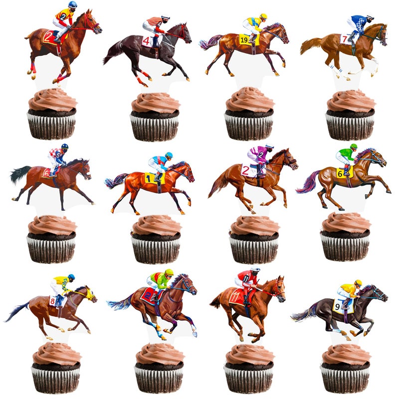 umoni Kentucky Party Derby Day Cupcake Toppers 48PCS Race Horse Party Decorations Horse Derby Day Racehorse Cupcake Picks for Run for the Roses Supplies - Image 2