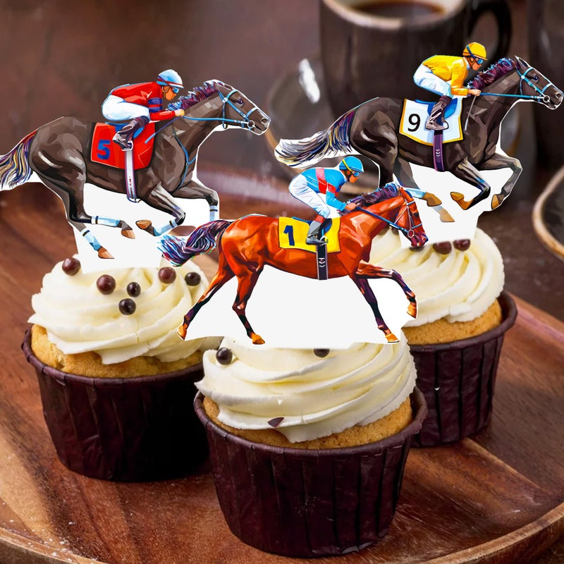 umoni Kentucky Party Derby Day Cupcake Toppers 48PCS Race Horse Party Decorations Horse Derby Day Racehorse Cupcake Picks for Run for the Roses Supplies - Image 5