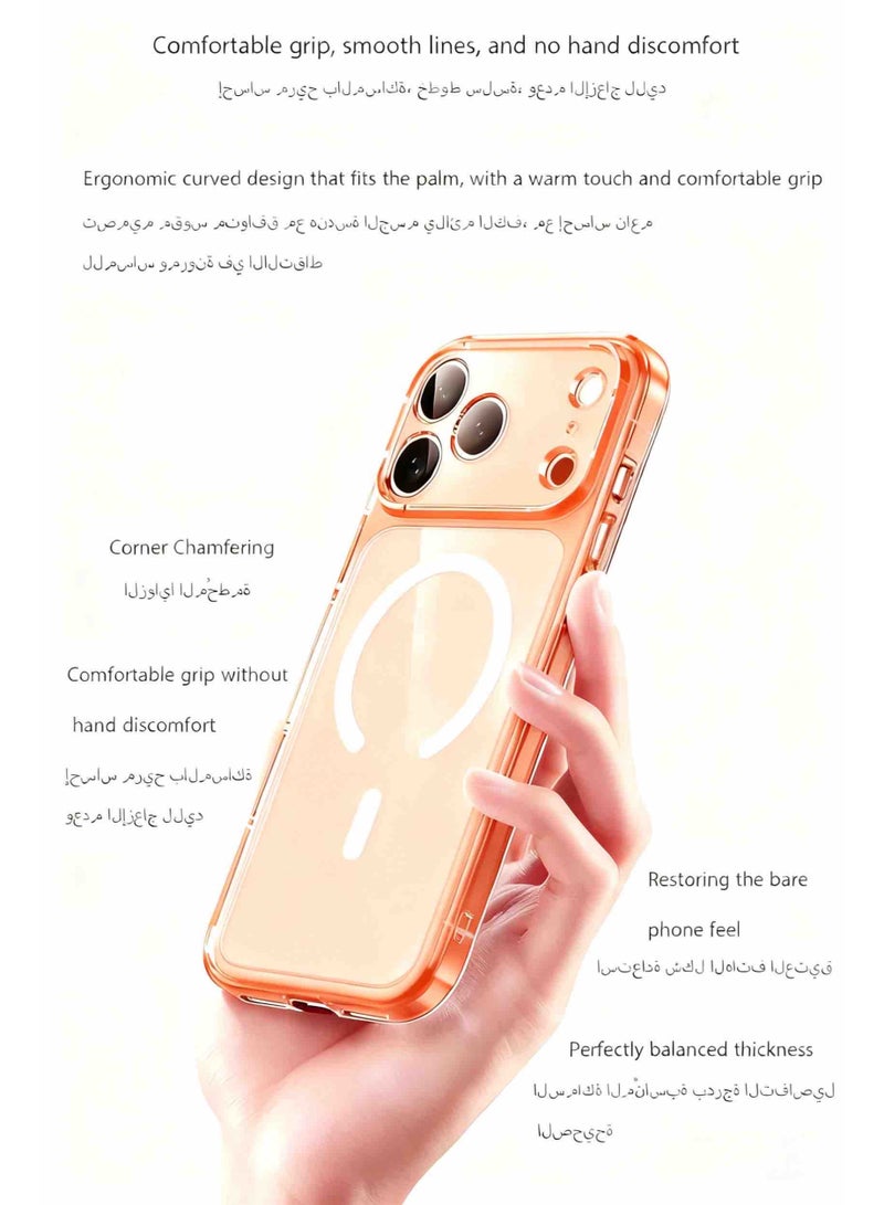 ألترون جراب أورورا شفاف لهاتف iPhone 17 Pro Max من ALTRONE، [خيارات مغناطيسية وغير مغناطيسية] مضاد للاصفرار ومقاوم للصدمات ونحيف مع حماية معدنية للعدسة - برتقالي - Image 4