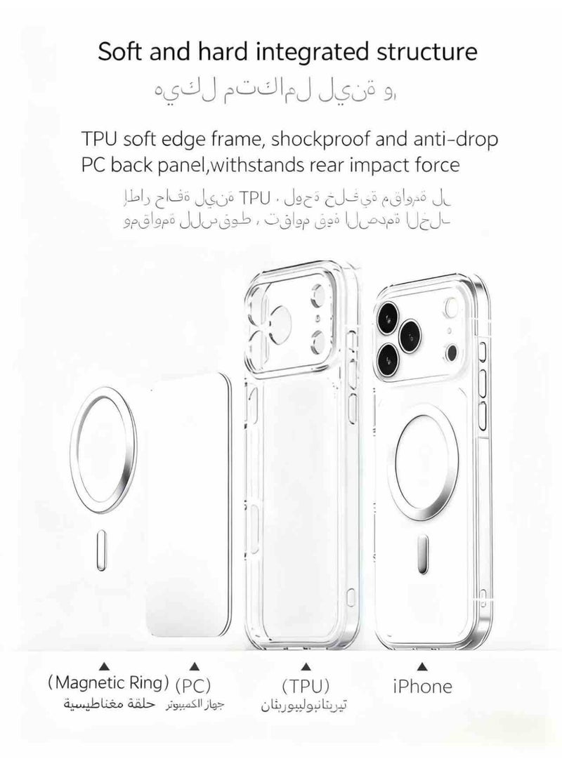 ألترون جراب أورورا شفاف لهاتف iPhone 17 Pro Max من ALTRONE، [خيارات مغناطيسية وغير مغناطيسية] مضاد للاصفرار ومقاوم للصدمات ونحيف مع حماية معدنية للعدسة - برتقالي - Image 3