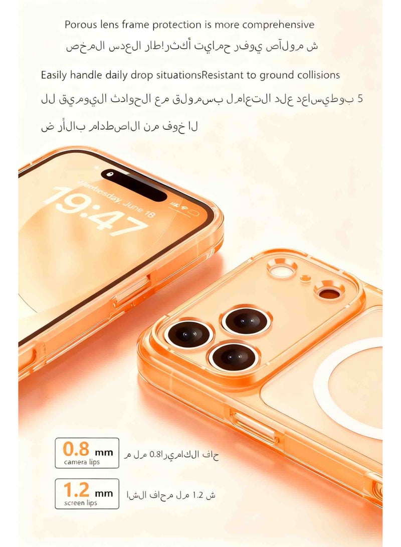 ألترون جراب أورورا شفاف لهاتف iPhone 17 Pro Max من ALTRONE، [خيارات مغناطيسية وغير مغناطيسية] مضاد للاصفرار ومقاوم للصدمات ونحيف مع حماية معدنية للعدسة - برتقالي - Image 5