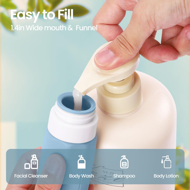 Redfly 17PCS Travel Bottles for Toiletries, TSA Approved Silicone Travel Size Containers, Leak Proof Toiletry Containers for Shampoo, Conditioner, Lotion & Creams Gray - Image 4