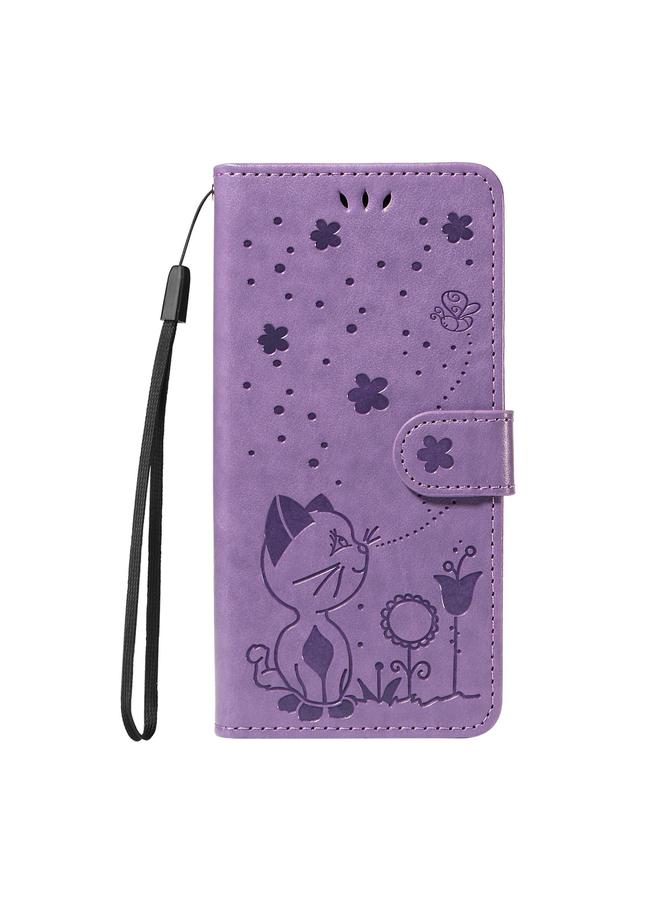 S-TOP Case For Honor X8c 4G Global Cat and Bee Embossed Flip Leather Phone Case - Image 2