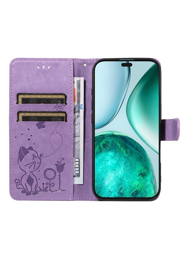 S-TOP Case For Honor X8c 4G Global Cat and Bee Embossed Flip Leather Phone Case - Image 4