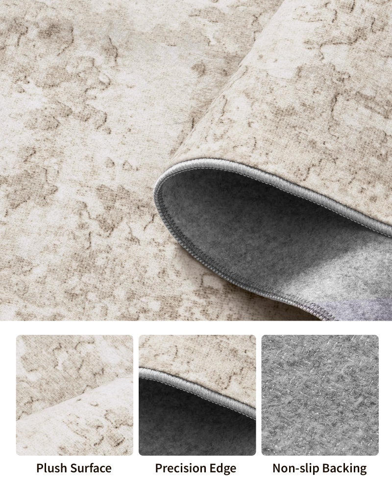 Art&Tuft 2x8 Runner Rug - Washable Runner Rugs, Non-Slip Runner Rug for Hallway, Low-Pile 2x8 Rug Runner Kitchen Laundry Room Rug Throw Carpet for Entrance Bedroom Living Room, Beige - Image 5