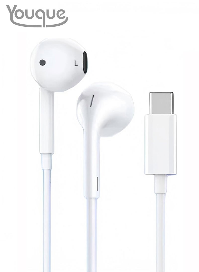 سماعات أذن سلكية من النوع C، متوافقة مع iPhone 15 Pro Max، iPhone 16 Pro Max، Samsung Galaxy S25 Series S24 Series، Huawei، Honor والأجهزة الأخرى ذات منفذ الصوت USB C. - Image 1