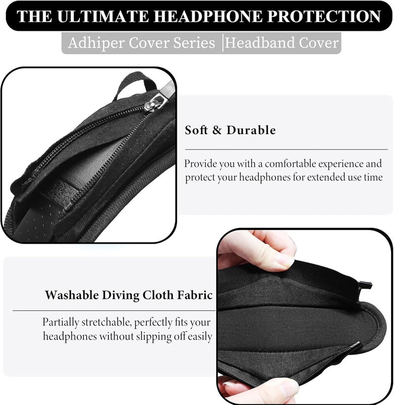 غطاء رأس عالمي من لسماعات Sony وBeats وBose وSoundcore وHyperX وATH وSkullcandy وJBL وJabra، غطاء وسادة حماية للرأس لسماعات Sony XM4 وXM5 وBeats Studio Pro/Solo4 - أسود - Image 3