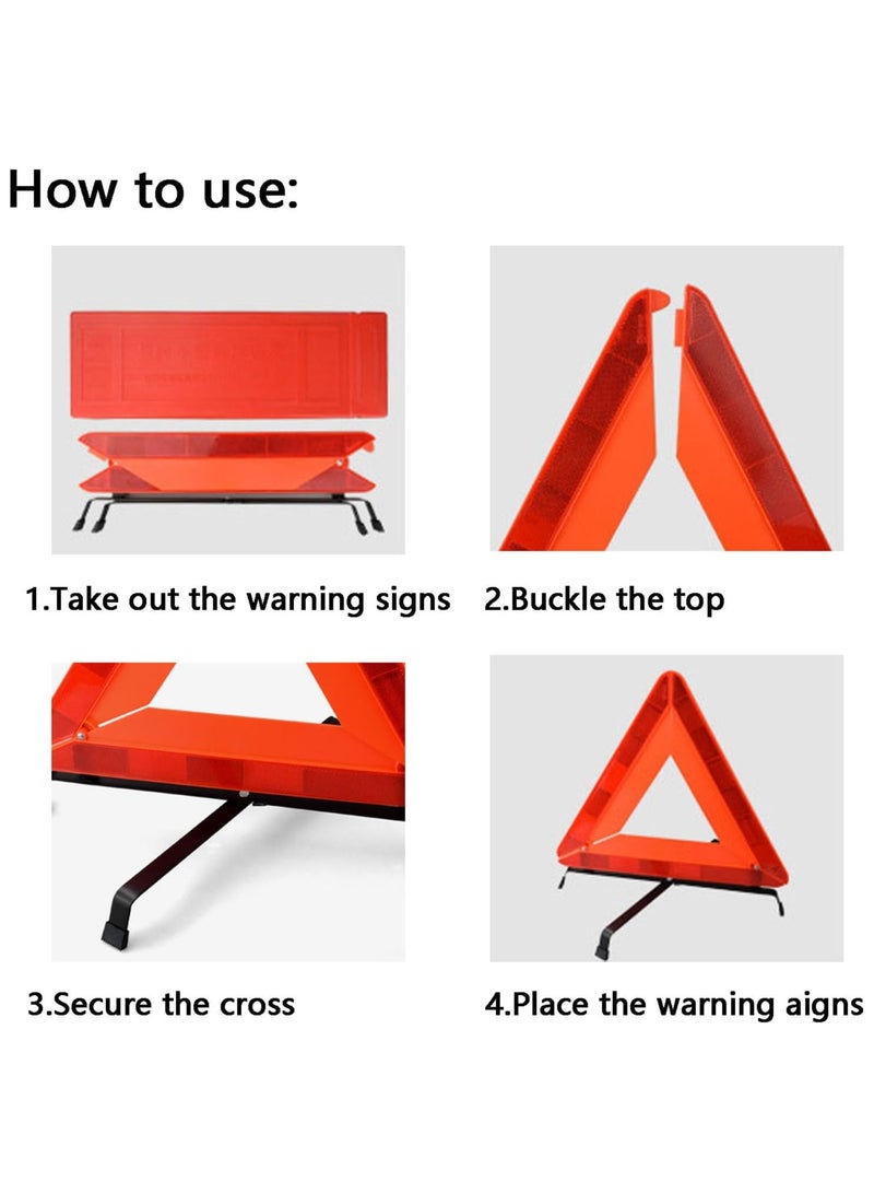 Premium Quality Car Warning Reflective Triangle with Storage Case - Emergency Safety Hazard Sign for Vehicles, Foldable u0026 Durable Roadside Breakdown Kit - Image 2