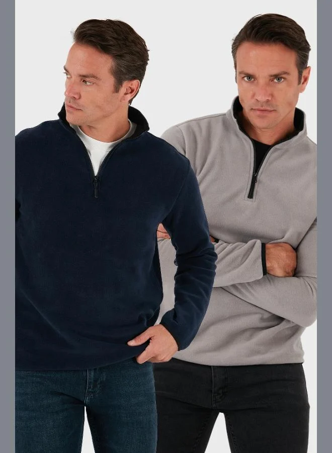 Buratti Slim Fit Half Zipper Stand Collar 2-Pack Polar Men's POLAR 5906003S2