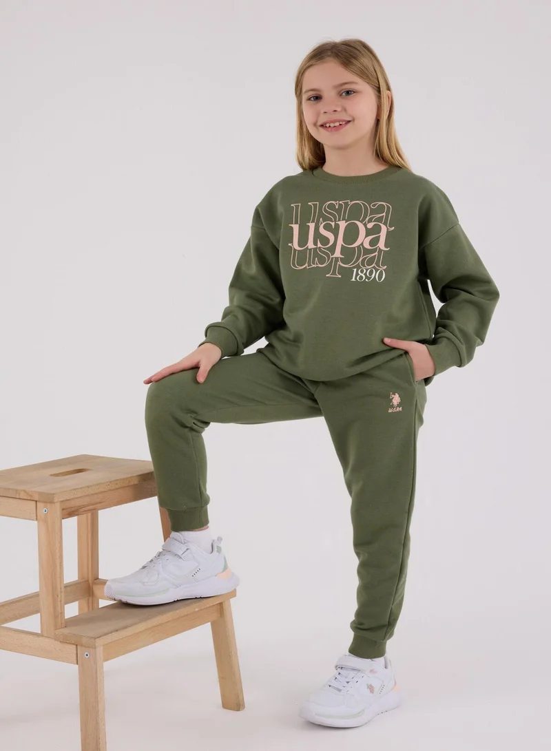 U.S. Polo Assn. U.S. Polo Assn. Girls Khaki Jumpsuit Set