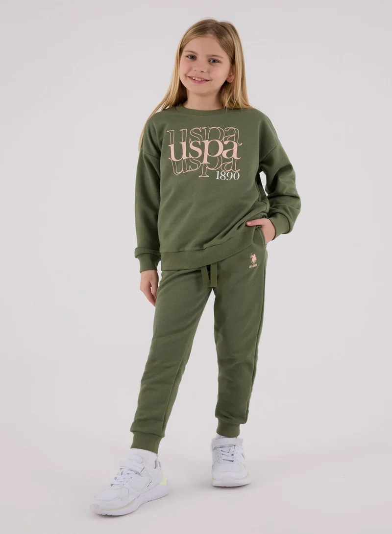 U.S. Polo Assn. U.S. Polo Assn. Girls Khaki Jumpsuit Set