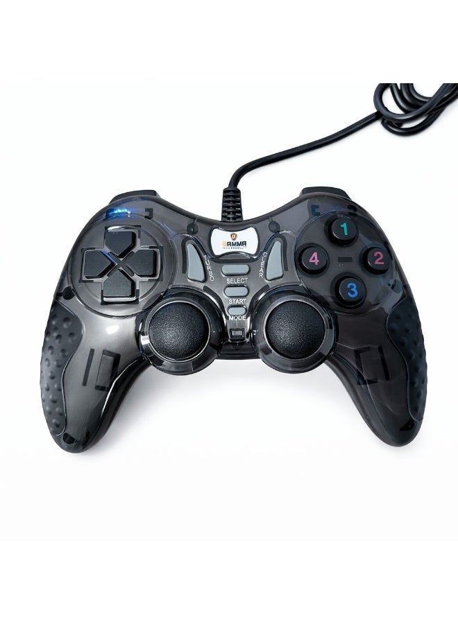 جاما يد تحكم ألعاب سلكية Double Shock GT-604 للكمبيوتر – USB Gamepad مع اهتزاز مزدوج – متوافقة مع Windows – أزرق - Image 1