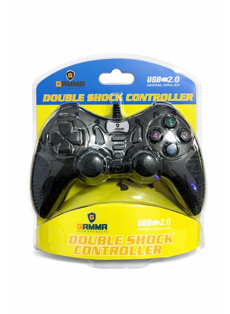 جاما يد تحكم ألعاب سلكية Double Shock GT-604 للكمبيوتر – USB Gamepad مع اهتزاز مزدوج – متوافقة مع Windows – أزرق - Image 2