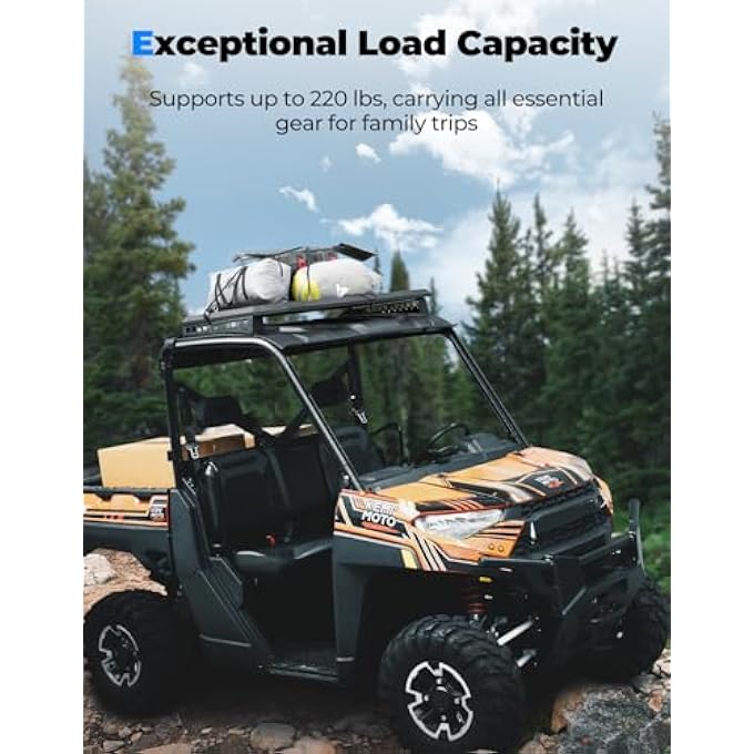 rayihni UTV Roof Rack Compatible with Polaris Ranger XP 1000/Ranger 1000 (2-Seat), Heavy-Duty Aluminum Roof Brackets, Super Load-Bearing Capacity, Offers Extra Cargo Space for Storing Farm Tool - Image 3