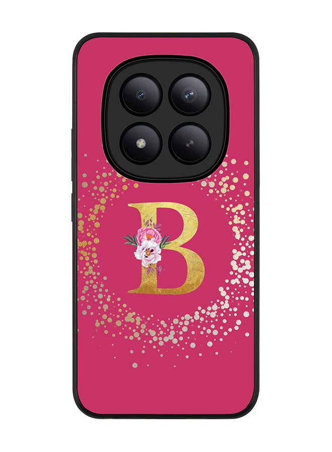 For Xiaomi Redmi Note 15 Pro+ / Poco M8 Pro Case,Slim fit Camera Protection, Shockproof Thin Phone cover  - Custom Monogram Floral - B ( Deep Pink )