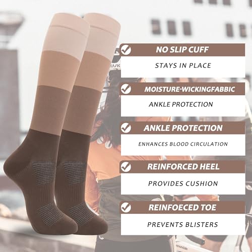 fenglaoda 3 Pairs Compression Socks for Women & Men Knee High Nurse Pregnant Cute Medical Running Travel Athletic - Image 3