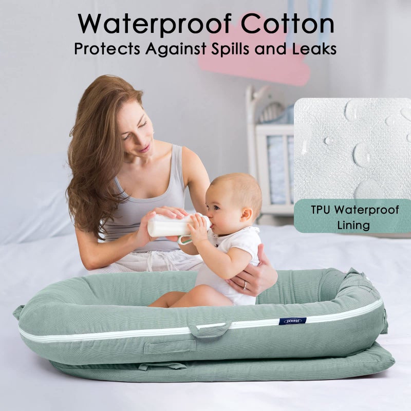 MEXXI Waterproof Corduroy Lounger Cover for Dockatot Deluxe+ Docks | MEXXI Breathable Cotton Baby Lounger Extra Cover | Hypoallergenic Baby Nest Replacement Cover (Cover Only) (Sage Green) - Image 4