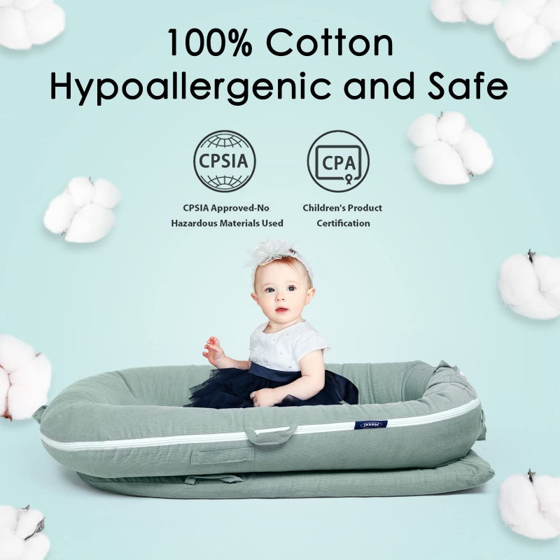 MEXXI Waterproof Corduroy Lounger Cover for Dockatot Deluxe+ Docks | MEXXI Breathable Cotton Baby Lounger Extra Cover | Hypoallergenic Baby Nest Replacement Cover (Cover Only) (Sage Green) - Image 3