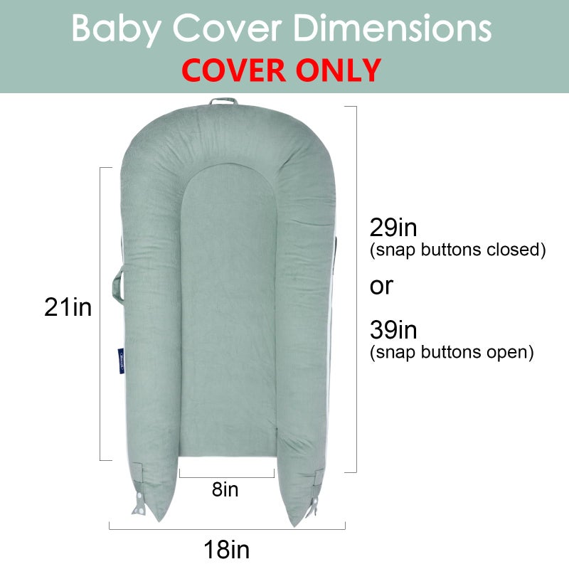 MEXXI Waterproof Corduroy Lounger Cover for Dockatot Deluxe+ Docks | MEXXI Breathable Cotton Baby Lounger Extra Cover | Hypoallergenic Baby Nest Replacement Cover (Cover Only) (Sage Green) - Image 2