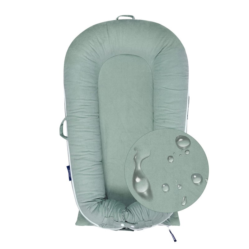 MEXXI Waterproof Corduroy Lounger Cover for Dockatot Deluxe+ Docks | MEXXI Breathable Cotton Baby Lounger Extra Cover | Hypoallergenic Baby Nest Replacement Cover (Cover Only) (Sage Green) - Image 1