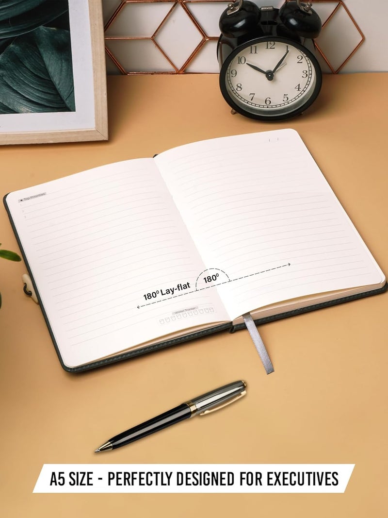 Doodle دفتر ملاحظات تنفيذي من جلد PU بحجم A5 | غلاف صلب مع إغلاق بحزام مرن | 160 صفحة | 80 جرام - أزرق - Image 5
