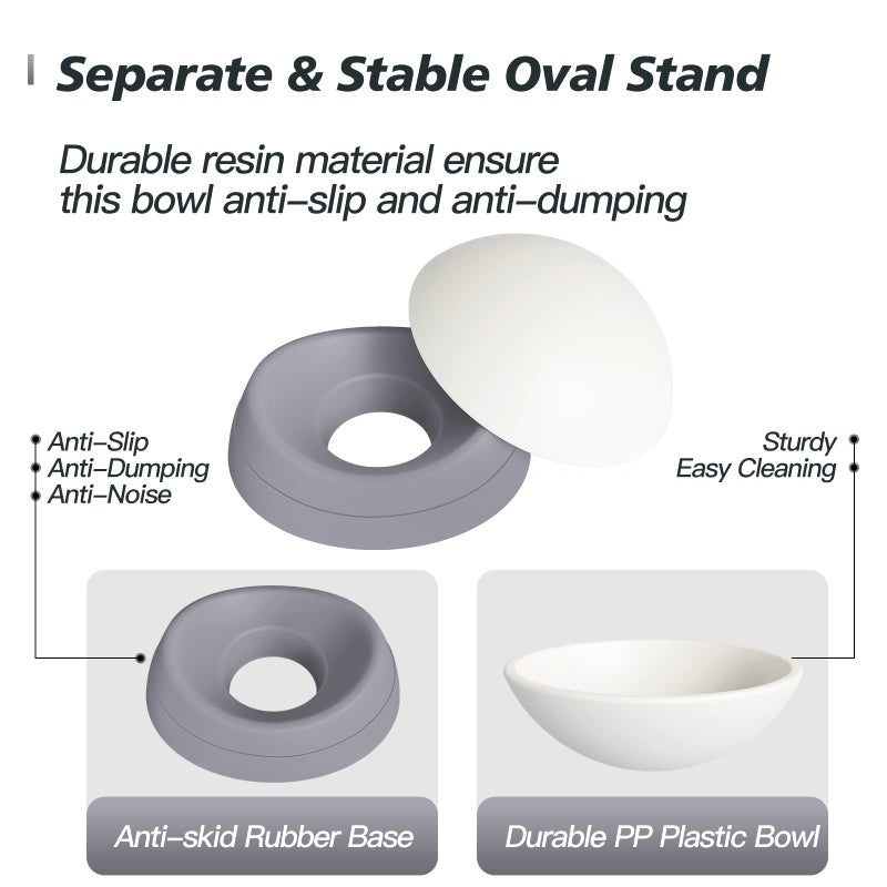 Hi, Ravitat Cat Bowls Elevated Cat Food Bowl Adjustable Cat Dish Anti-Slip and Anti-Noise Raised Cat Bowl Protecting Pet’s Spine Thickened Plastic Bowl Suitable for Indoor Cats, 17 Oz - Image 5