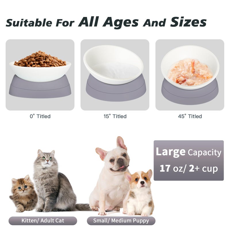 Hi, Ravitat Cat Bowls Elevated Cat Food Bowl Adjustable Cat Dish Anti-Slip and Anti-Noise Raised Cat Bowl Protecting Pet’s Spine Thickened Plastic Bowl Suitable for Indoor Cats, 17 Oz - Image 3
