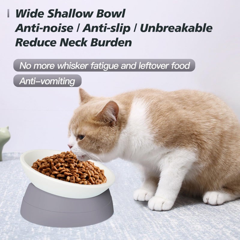 Hi, Ravitat Cat Bowls Elevated Cat Food Bowl Adjustable Cat Dish Anti-Slip and Anti-Noise Raised Cat Bowl Protecting Pet’s Spine Thickened Plastic Bowl Suitable for Indoor Cats, 17 Oz - Image 2