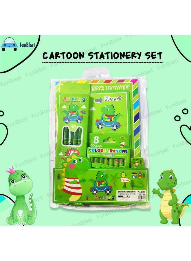فنبلاست مجموعة أدوات مكتبية من فن بلاست للأطفال - 6 أقلام رصاص، 8 أقلام تلوين، دفتر رسم، دفتر ملاحظات، ممحاة، مبراة للفنون والحرف اليدوية، أدوات مكتبية للأطفال، هدية عيد ميلاد للأطفال (أخضر) - Image 4