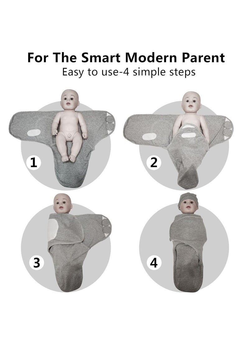 3 Pack Baby Swaddle Blanket for 0-6 Months, Baby Essentials for Newborn Girls Boys, 100% Cotton Infant Adjustable Swaddling Sleep Sack, Super Soft Nursery Swaddling Blankets, 73x50cm