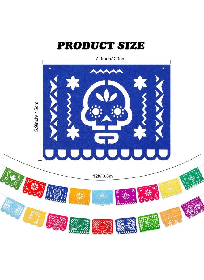Qpout 4Pcs Mexican Fiesta Party Felt Banner Dia De Los Muertos Day Of The Dead Fiesta Hanging Banner Cinco De Mayo Papel Picado Fiesta Banner Cino De Mayo Party Decorations  - Image 3