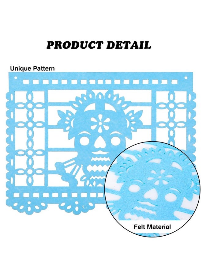 Qpout 4Pcs Mexican Fiesta Party Felt Banner Dia De Los Muertos Day Of The Dead Fiesta Hanging Banner Cinco De Mayo Papel Picado Fiesta Banner Cino De Mayo Party Decorations  - Image 4