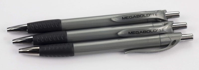 Promarx Megabold Retractable Ballpoint Pens with Comfort Grip, 1.6 mm, Black - 3 Count - Image 2
