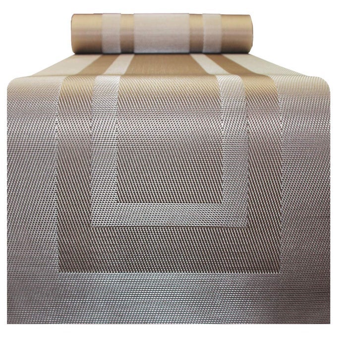 72 INCHES TABLE RUNNERTABLE CENTERPIECE HEAT RESISTANT VINYL WOVEN WASHABLE TABLE MATS SETS CHAMPAGNE